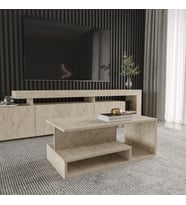 Vera Mini Orta Sehpa – Modern Tasarım, Fonksiyonel Raflı Yap (Bej)