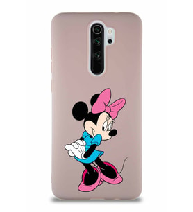 Xiaomi Redmi Note 8 Pro Soft Premier Kapak Minnie Mouse-F Tasarımlı Silikon Kılıf - Pudra (Şeffaf)