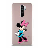 Xiaomi Redmi Note 8 Pro Soft Premier Kapak Minnie Mouse-F Tasarımlı Silikon Kılıf - Pudra (Şeffaf)