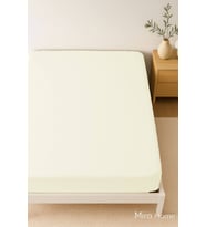 Çift Kişilik Düz Penye  %100 Pamuklu Lastikli Çarşaf 200X200 Cm Battal  Boy (Ekru)