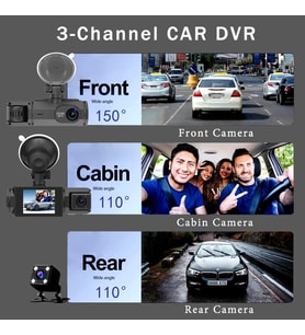 1080Full HD Akıllı Araç İçi Kamera Wifili Geniş Aç İç-Dış Geri Kamerası 3 Kameralı