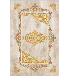 Eliana Home Baskılı, Yıkanabilir Kaymaz Taban Salon Halısı LNA0331 100x150 cm (Bej)