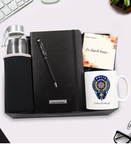 Polislere Özel Tasarım Kupa & Özel Kılıflı 500Ml Su Matarası & Siyah Defter & Siyah Touch Pen Hediye Seti