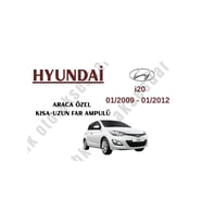 Hyundai i20 01/2009 - 01/2012 Araca Özel Kısa Uzun Far Ampulü h4