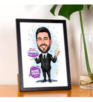Kişiye Özel Doğum Günü Olan Erkek Karikatürlü Resim Çerçevesi