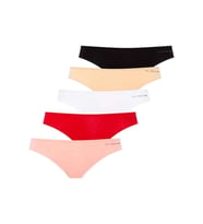 U.S. Polo Assn. Kadın 5'li Tanga (Kırmızı-Somon-Ten-Beyaz-Siyah) (Çok Renkli)