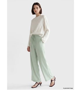 LCW Modest Yeşil Beli Lastikli Geniş Paça Kadın Pantolon