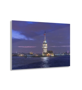 LEYLASER Kız Kulesi Gece Cam Tablo Duvar Dekoru (Karışık)