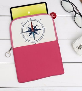 BK Gift Pusula Tasarımlı Taşınabilir Koruyucu Tablet Kılıfı & Organizer Çanta - Pembe-1