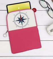 BK Gift Pusula Tasarımlı Taşınabilir Koruyucu Tablet Kılıfı & Organizer Çanta - Pembe-1