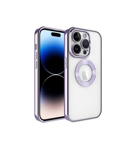 Apple iPhone 14 Pro Uyumlu Kılıf Kamera Korumalı Logo Gösteren Zore Omega Kapak (Lila)