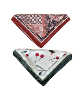 2 Li Saten Bandana Seti Saten Fular Saten Çanta Aksesuarı Özel Desen Bandana 45X50 Cm