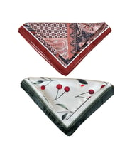 2 Li Saten Bandana Seti Saten Fular Saten Çanta Aksesuarı Özel Desen Bandana 45X50 Cm