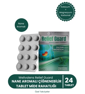 Relief Guard Antiasit Nane Aromalı 24 Çiğnenebilir Tablet Magnezyum & Kalsiyum Karbonat