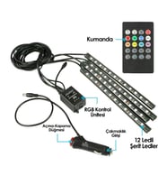 12 Led'li Sese Ve Müziğe Duyarlı Araç Içi Ayak Altı Led Aydınlatma Kumandalı