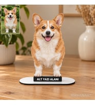 Kişiye Özel Evcil Hayvan Fotoğraflı MDF Karikatürlü 18 cm MDF Masaüstü Biblo - Masaüstü Hediye 3. Model