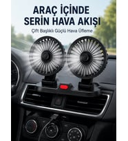 Ayarlanabilir Çift Başlıklı Sessiz Araç İçi Vantilatör