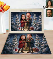 BK Gift Kişiye Özel Sevgili Yılbaşı Karikatür Tasarımlı 1000 Parça Profesyonel Puzzle-8, 1000 Puzzle, Yeni Yıl Hediyesi, Yılbaşı Hediyesi
