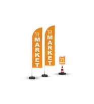 Market Temalı  2 Adet Yelken Bayrak,1 Adet Reklam Duba Paketi