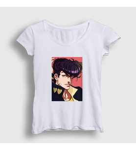 Presmono Kadın Beyaz Josuke Joestar Anime Jojo T-Shirt 321803tt