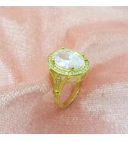 925 Ayar Gümüş Oval Gold Tektaş Yüzük