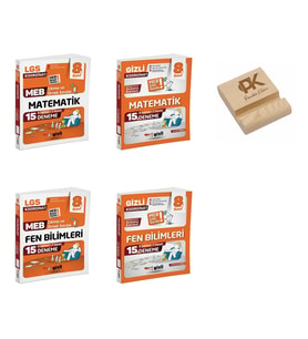 Gizli LGS 8. Sınıf Koordinat Matematik ve Fen Çıkmış Sorular-15li Deneme 4lü Set + Telefon Standı