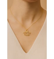 Kişiye Özel 925 Ayar Gümüş Zarif Lotus Çiçek Kolye (Gold)