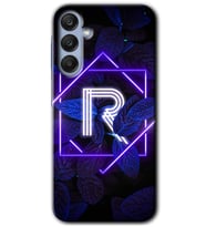 Galaxy A35 Kılıf HD Desen Baskılı Kılıf - Dark Neon Yaprak R Harfi