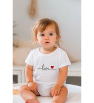 %100 Pamuk Kısa Kollu Bebek Body (Beyaz)