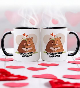 BK Gift Karıcım-Kocacım Tasarımlı İkili Siyah Kupa Bardak-3, Sevgililer Günü, Sevgiliye Hediye