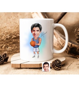 Bk Gift Kişiye Özel Erkek Basketbolcu Karikatürlü Beyaz Kupa Bardak-6, Sevgiliye Hediye, Arkadaşa Hediye