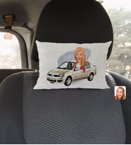 BK Gift Kişiye Özel Plakalı Kadın Renault Symbol Karikatürlü Dikdörtgen Araç Koltuk Yastığı-1