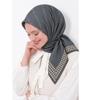 Lesscarves LS2210 Desenli Pamuk İpek Eşarp 90x90 cm