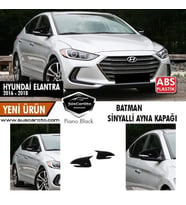 Hyundai Elantra Sinyalli 2016-2018 Batman Yarasa Ayna Kapağı Piano Black ABS Plastik