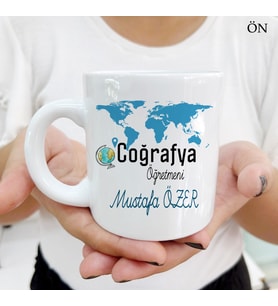 Kişiye Özel Coğrafya Öğretmeni ve Resimli Öğretmenler Günü Kupa Bardaklar