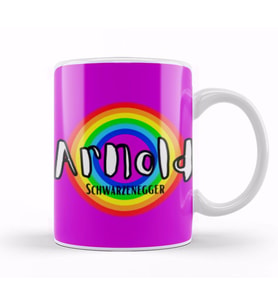 Arnold Schwarzenegger  Retro Rainbow Style Kupa Bardak Porselen