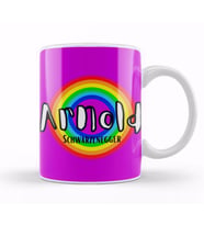 Arnold Schwarzenegger  Retro Rainbow Style Kupa Bardak Porselen