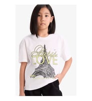 Defacto Beyaz Kız Çocuk T-Shirt E0353A8/WT34