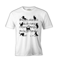 Cats and Notes Beyaz Erkek Tshirt