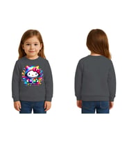 Unisex Hello Kity Baskılı Çocuk Swaetshirt 3 İplik Şardonlu (Füme)