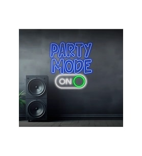 PARTY MODE ON Yazılı ve Şekilli Neon Tabela