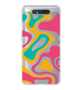 Samsung Galaxy A80  Kapak Renkli Desen Tasarımlı Şeffaf Silikon Kılıf