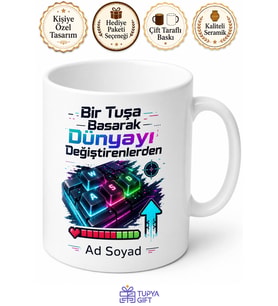Gamer Oyuncu Temalı Baskılı Kupa Bardak RGB Klavye E-Spor Hediye