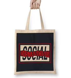 Social Distancing Red Wave Design Bez Çanta Uzun Saplı