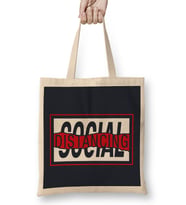 Social Distancing Red Wave Design Bez Çanta Uzun Saplı