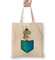 Squidward Tentacles Pocket Bez Çanta Uzun Saplı