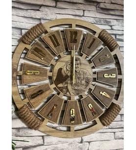 Kişiye Özel Halatlı Resimli Duvar Saati 50 cm