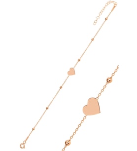 Gümüş rose top top zincirli kalp bileklik SGTL11864ROSE