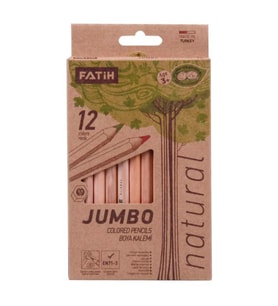 Fatih Natural Ahşap Jumbo Kuru Boya Seti 12li