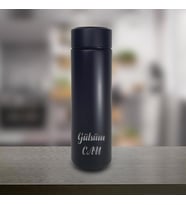 Kişiye Özel Dijital Sıcaklık Göstergeli Süzgeçli Siyah Termos 450 Ml HK2117